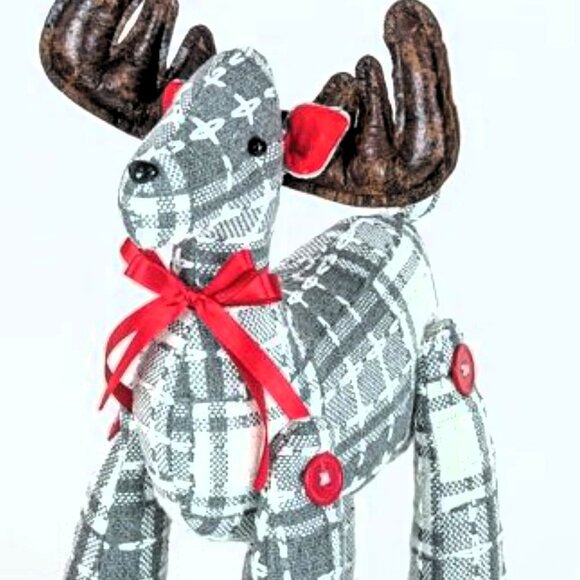 Plaid Fabric Dapper Reindeer Decor - Picture 2 of 4